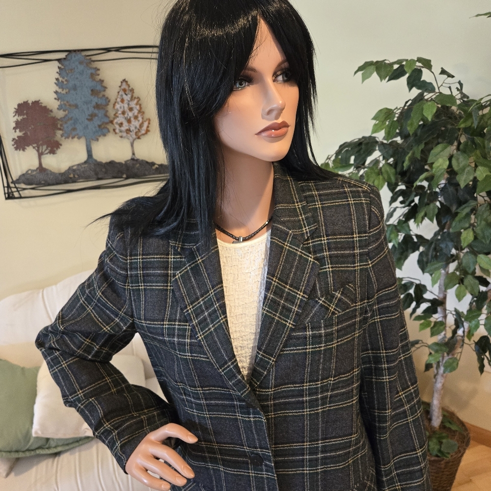 David N Grey & White Wool Plaid Woman's Suit Size 8